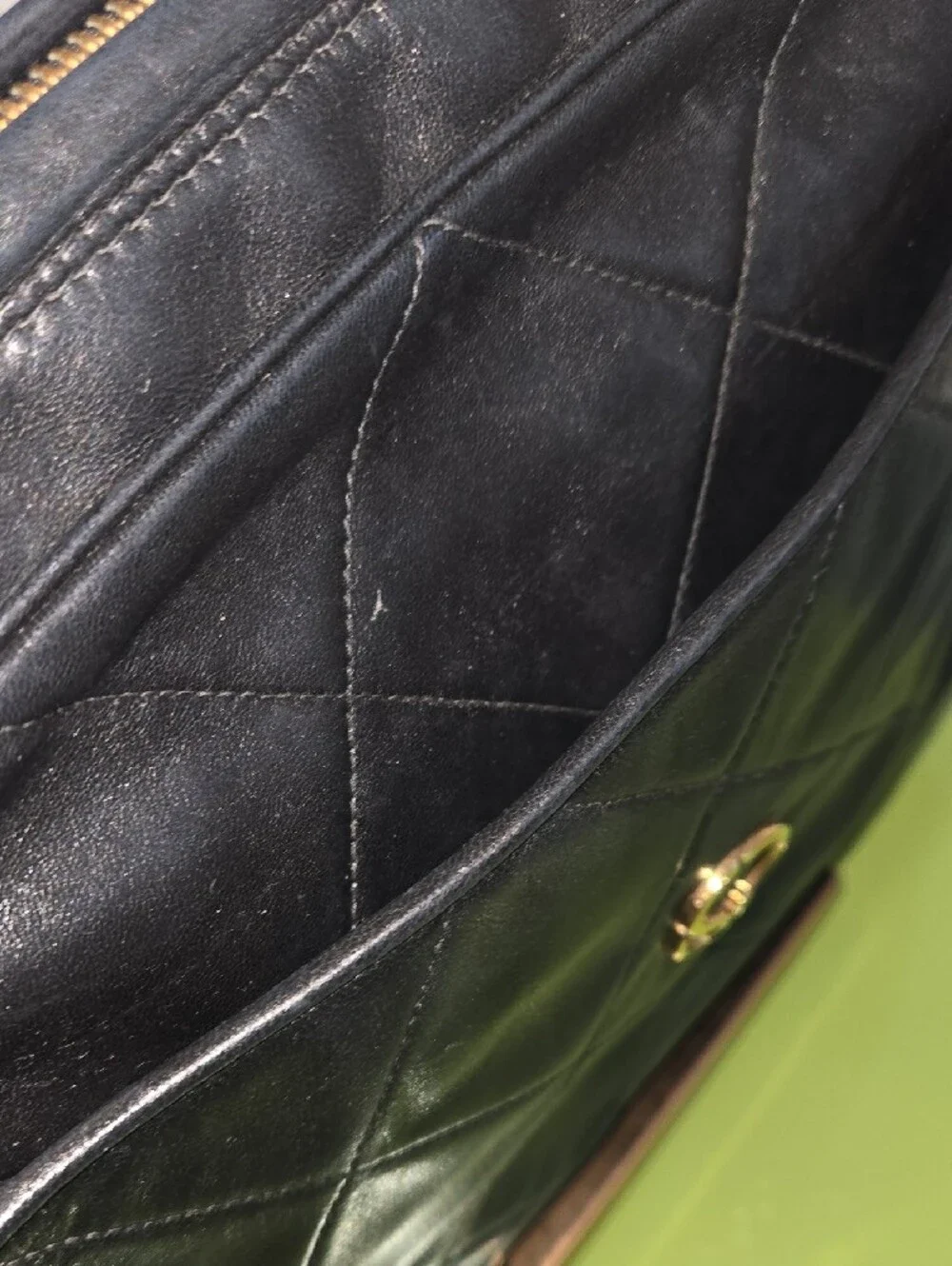 St. John Black Quilted Leather Crossbody Bag with Tassel